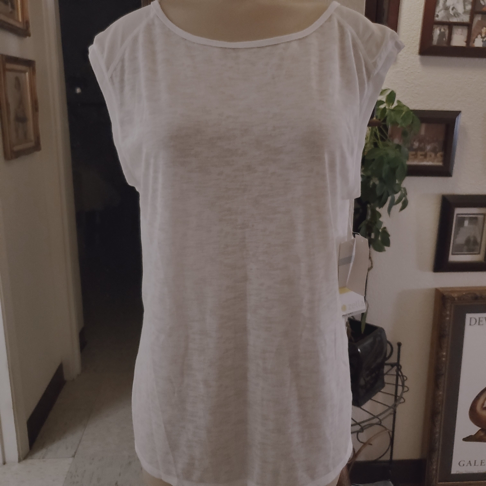 Zella Sheer White Muscle Tee